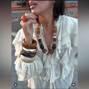 ZARA ZW COLLECTION LACE RUFFLE BLOUSE